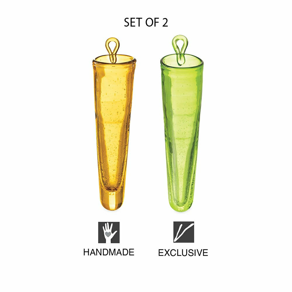 Wall Mount Cylinder Glass Decorative Vases, Set of 2 | Plow & Hearth