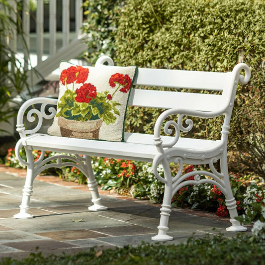 Indoor/Outdoor Geranium Hooked Polypropylene Throw Pillow | Plow & Hearth