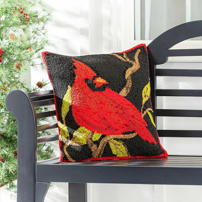 Indoor/Outdoor Hooked Cardinal Throw Pillow | Plow & Hearth