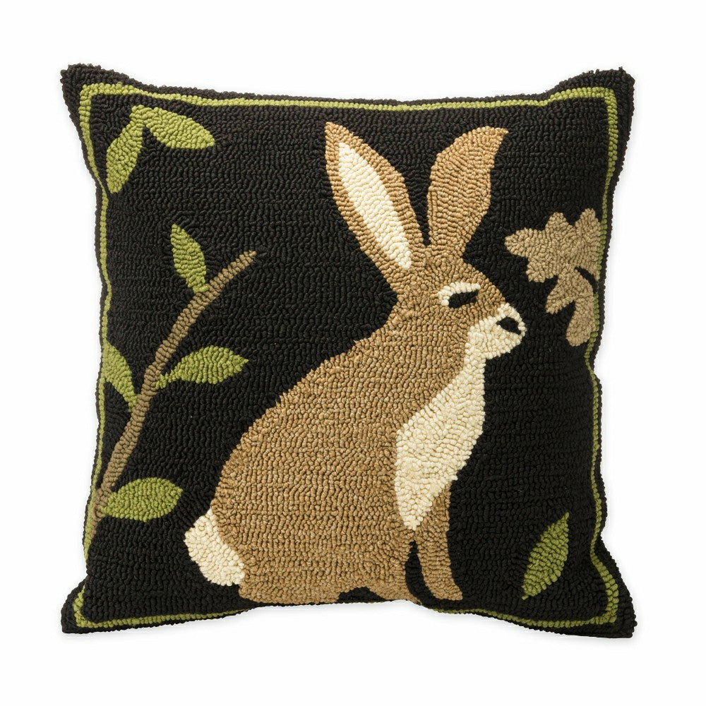 Indoor/Outdoor Woodland Throw Pillow w/Rabbit | Plow & Hearth