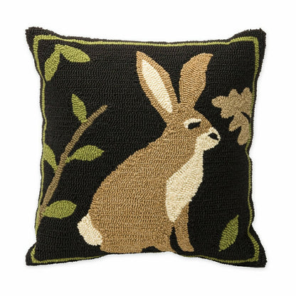 Indoor/Outdoor Woodland Throw Pillow w/Rabbit | Plow & Hearth