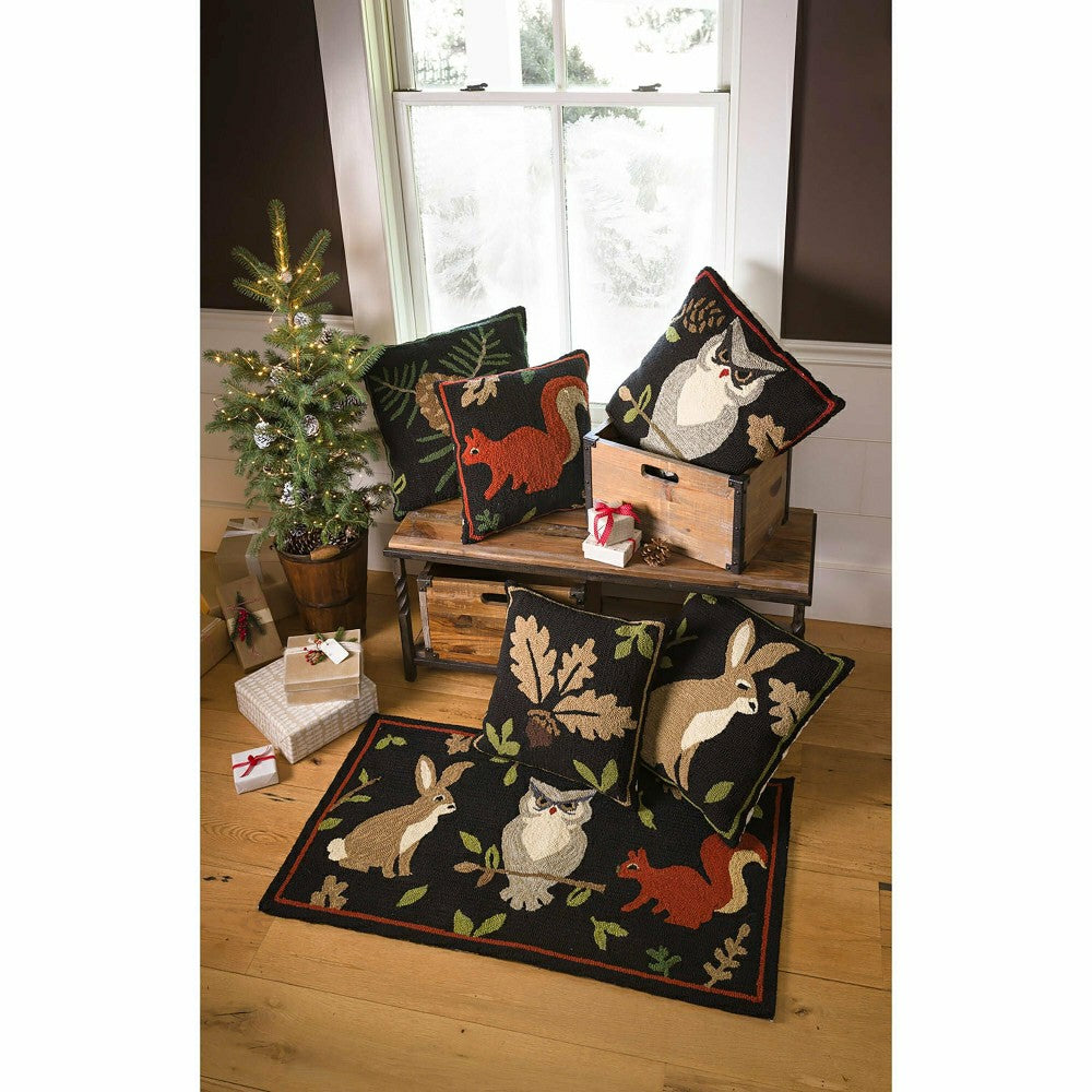 Indoor/Outdoor Woodland Throw Pillow w/Rabbit | Plow & Hearth