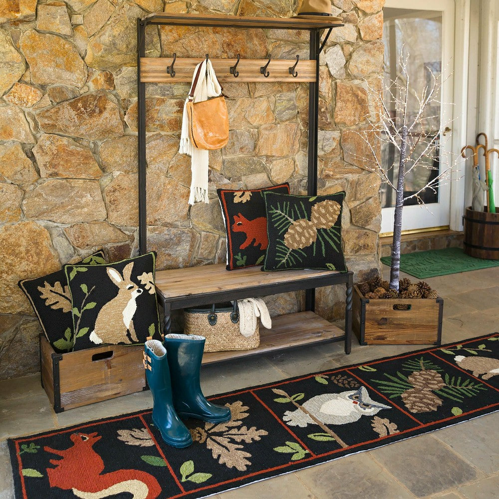 Indoor/Outdoor Woodland Throw Pillow w/Rabbit | Plow & Hearth