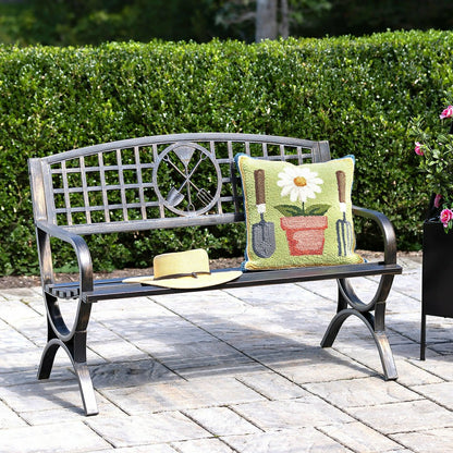Indoor/Outdoor Garden Tools Hooked Polypropylene Throw Pillow | Plow & Hearth
