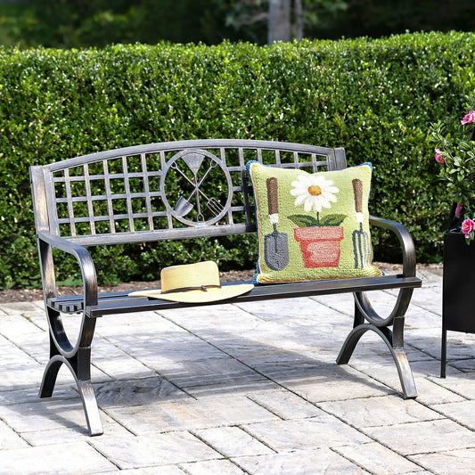 Indoor/Outdoor Garden Tools Hooked Polypropylene Throw Pillow | Plow & Hearth