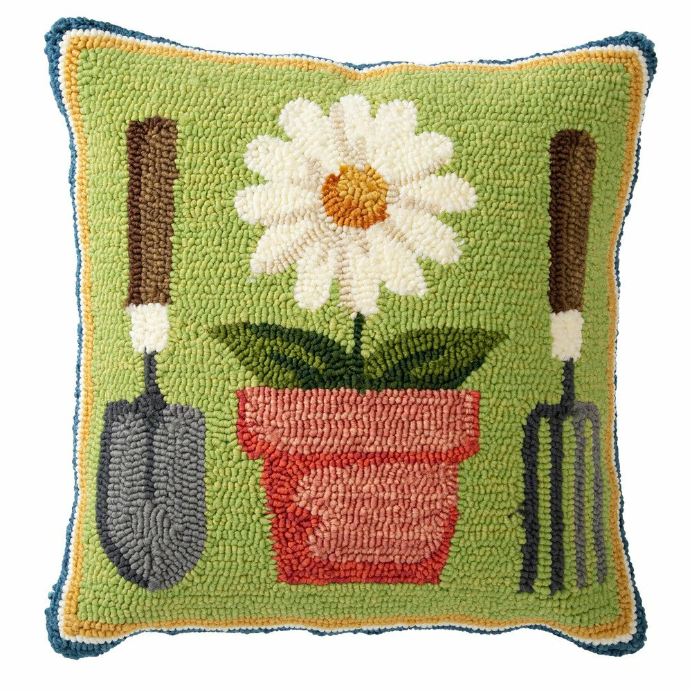 Indoor/Outdoor Garden Tools Hooked Polypropylene Throw Pillow | Plow & Hearth