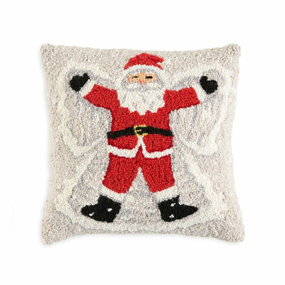Santa Snow Angel Hand-Hooked Wool Throw Pillow | Plow & Hearth