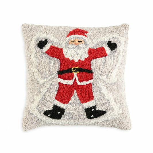 Santa Snow Angel Hand-Hooked Wool Throw Pillow | Plow & Hearth