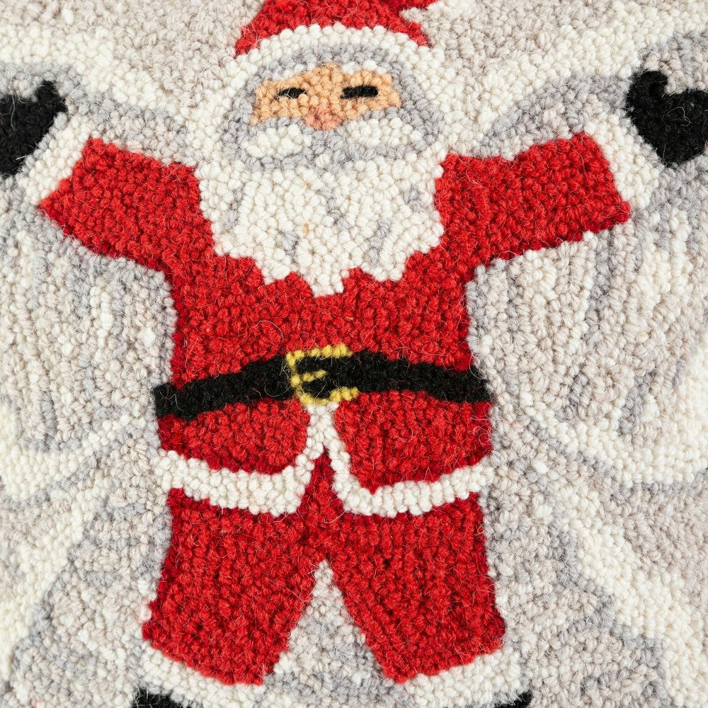 Santa Snow Angel Hand-Hooked Wool Throw Pillow | Plow & Hearth