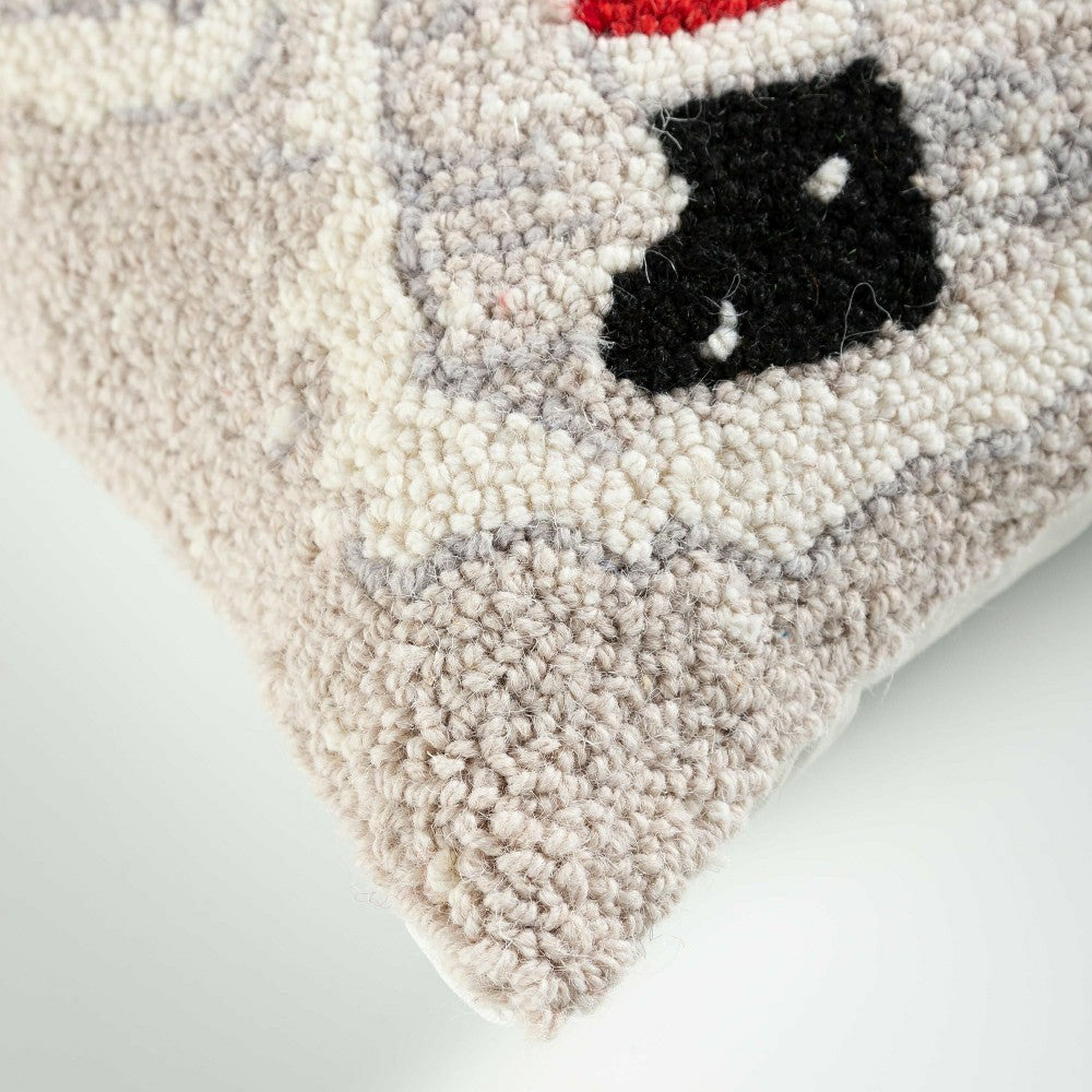 Santa Snow Angel Hand-Hooked Wool Throw Pillow | Plow & Hearth