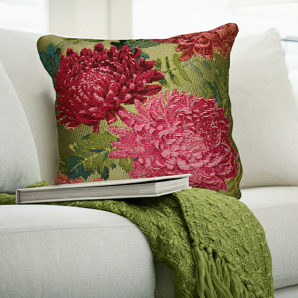 Indoor/Outdoor Chrysanthemum Polypropylene Throw Pillow | Plow & Hearth