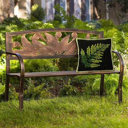 Indoor/Outdoor Fern Hooked Throw Pillow | Plow & Hearth
