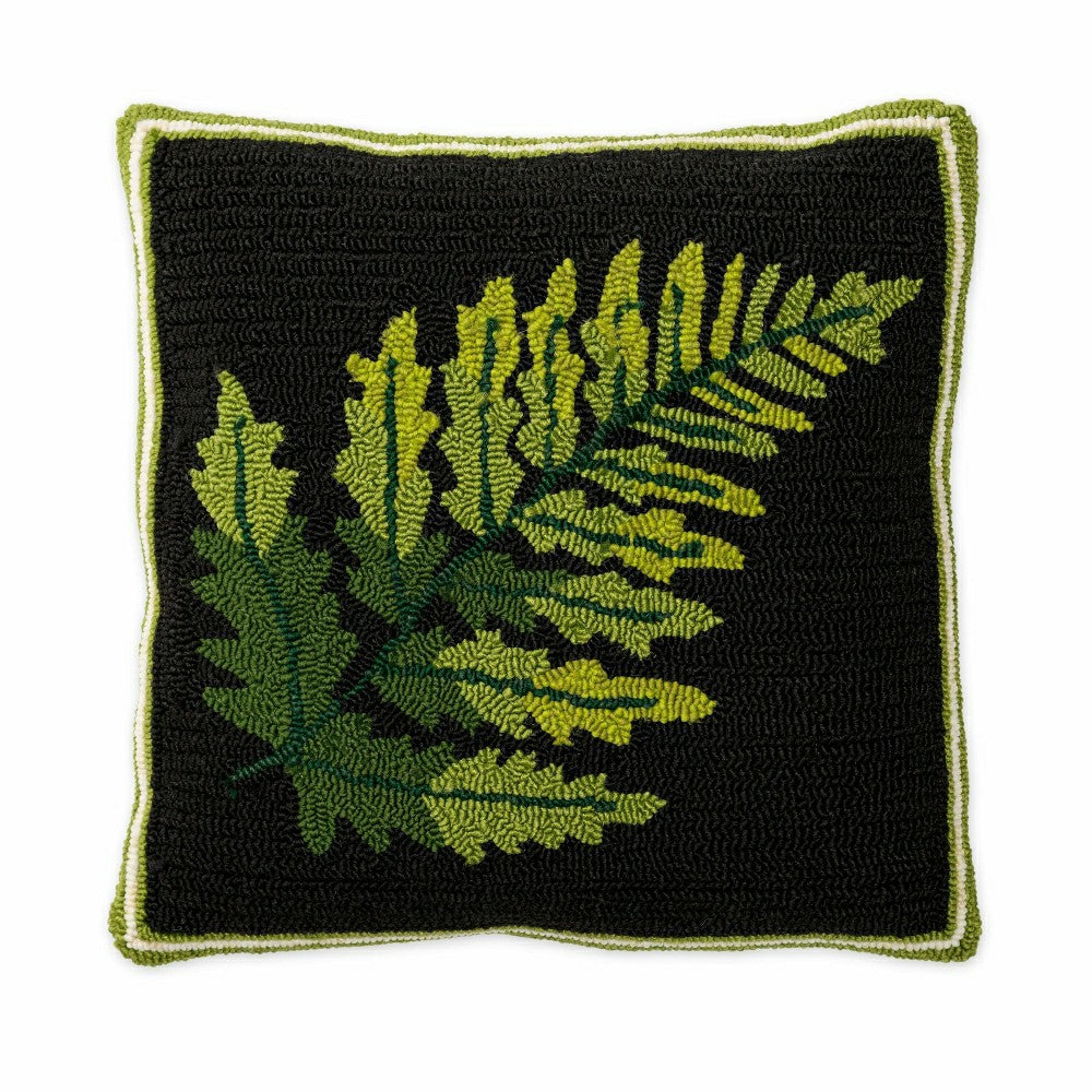 Indoor/Outdoor Fern Hooked Throw Pillow | Plow & Hearth
