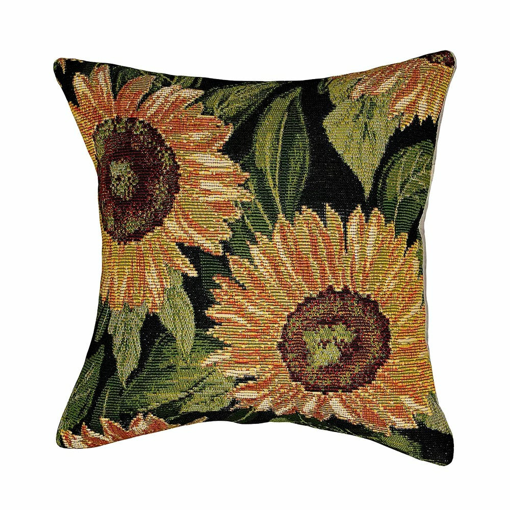Indoor/Outdoor Black Sunflower Polypropylene Throw Pillow | Plow & Hearth