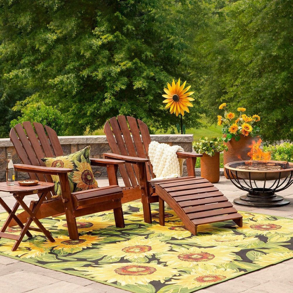 Indoor/Outdoor Black Sunflower Polypropylene Throw Pillow | Plow & Hearth