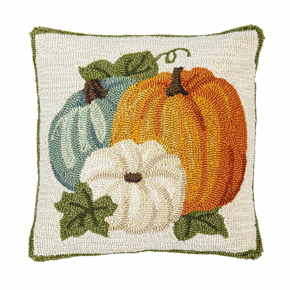 Indoor/Outdoor Shaped Pumpkins Hooked Polypropylene Throw Pillow 18"x1 | Plow & Hearth