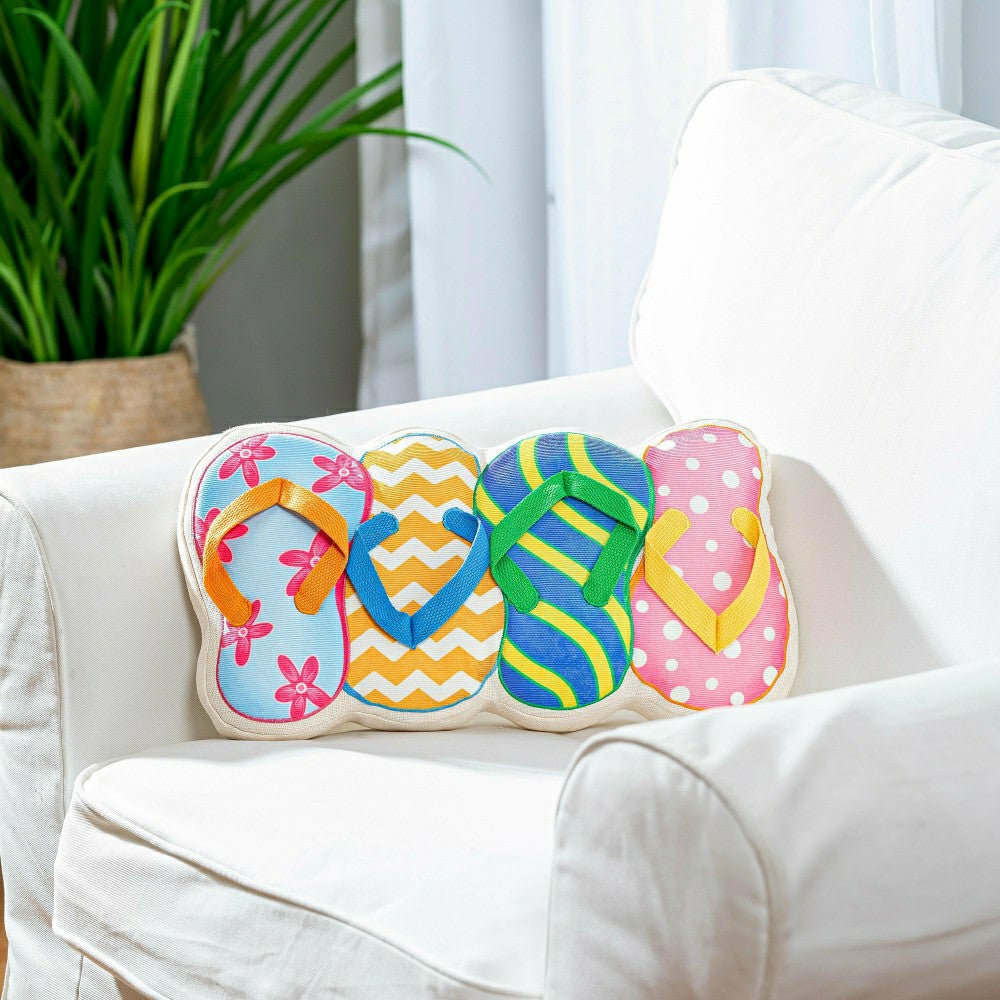 Flip Flop Shaped Pillow, 17.5"L | Plow & Hearth