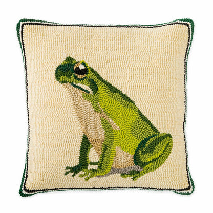 Indoor/Outdoor Frog Hooked Throw Pillow 18"x18" | Plow & Hearth