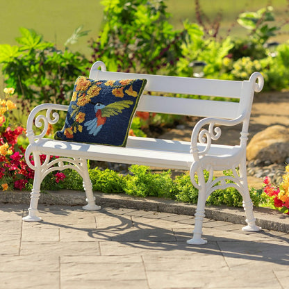 Indoor/Outdoor Trumpet Vine With Hummingbird Hooked Polypropylene Thro | Plow & Hearth