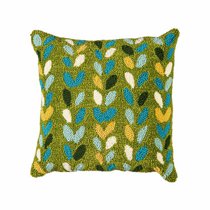 Indoor/Outdoor Hooked Polypropylene Sprouts Throw Pillow 18"x18" | Plow & Hearth