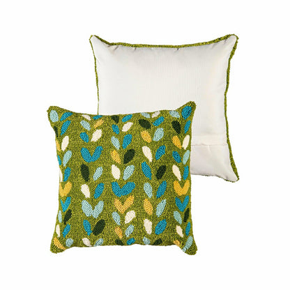 Indoor/Outdoor Hooked Polypropylene Sprouts Throw Pillow 18"x18" | Plow & Hearth