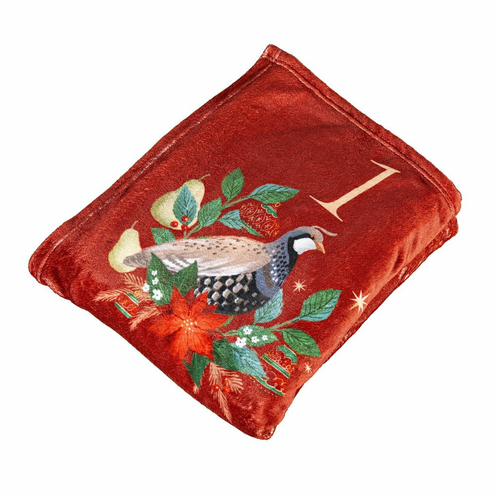 Joyful Traditions Plush Blanket, 12 Days of Christmas, 60"L x 50"W | Plow & Hearth