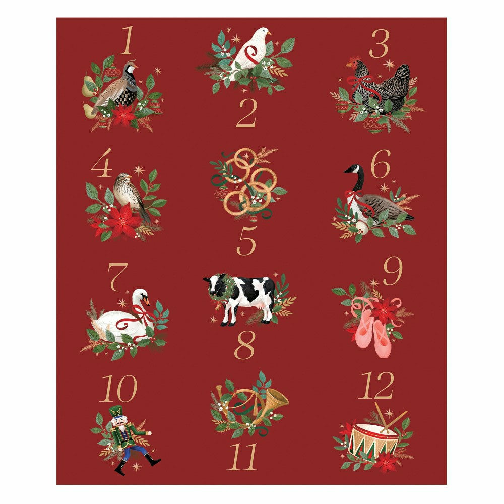 Joyful Traditions Plush Blanket, 12 Days of Christmas, 60"L x 50"W | Plow & Hearth