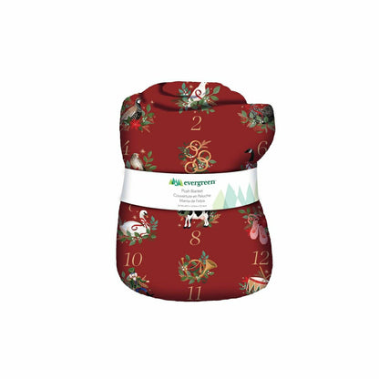 Joyful Traditions Plush Blanket, 12 Days of Christmas, 60"L x 50"W | Plow & Hearth