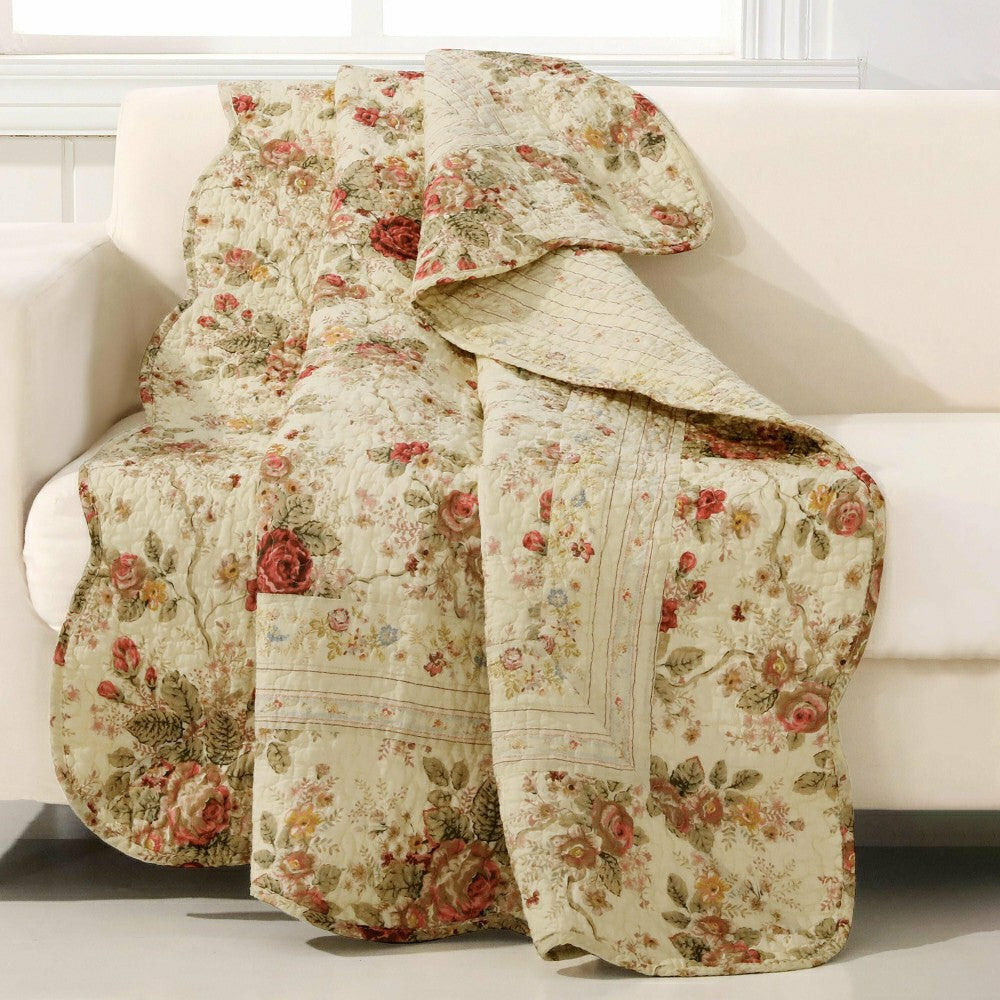 Vintage Rose Garden Quilt, 60"L x 50"W Throw | Plow & Hearth