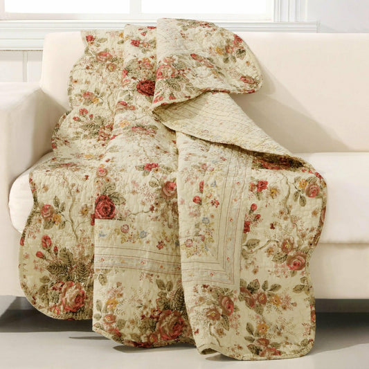 Vintage Rose Garden Quilt, 60"L x 50"W Throw | Plow & Hearth