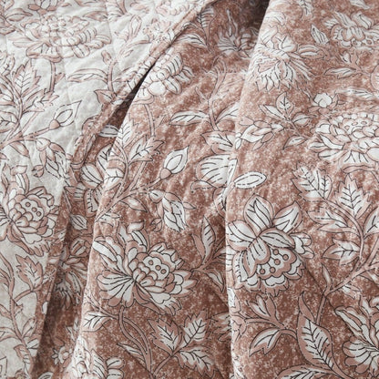 Zara Floral Block Reversible Cotton Throw Blanket | Plow & Hearth