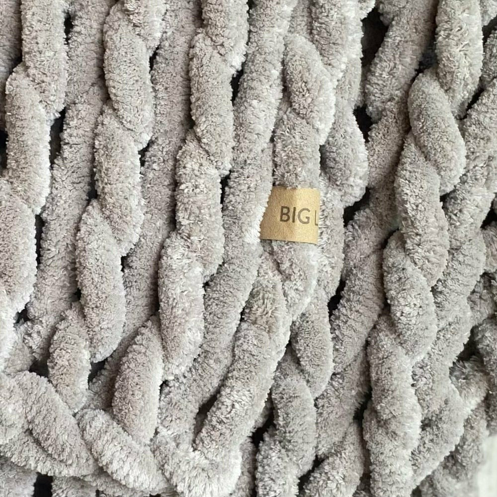 Infinite Chunky Knit Blanket, Minky, 43” x 70”, Mist | Plow & Hearth