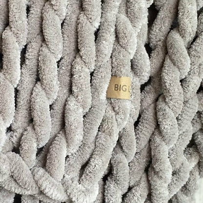 Infinite Chunky Knit Blanket, Minky, 43” x 70”, Mist | Plow & Hearth