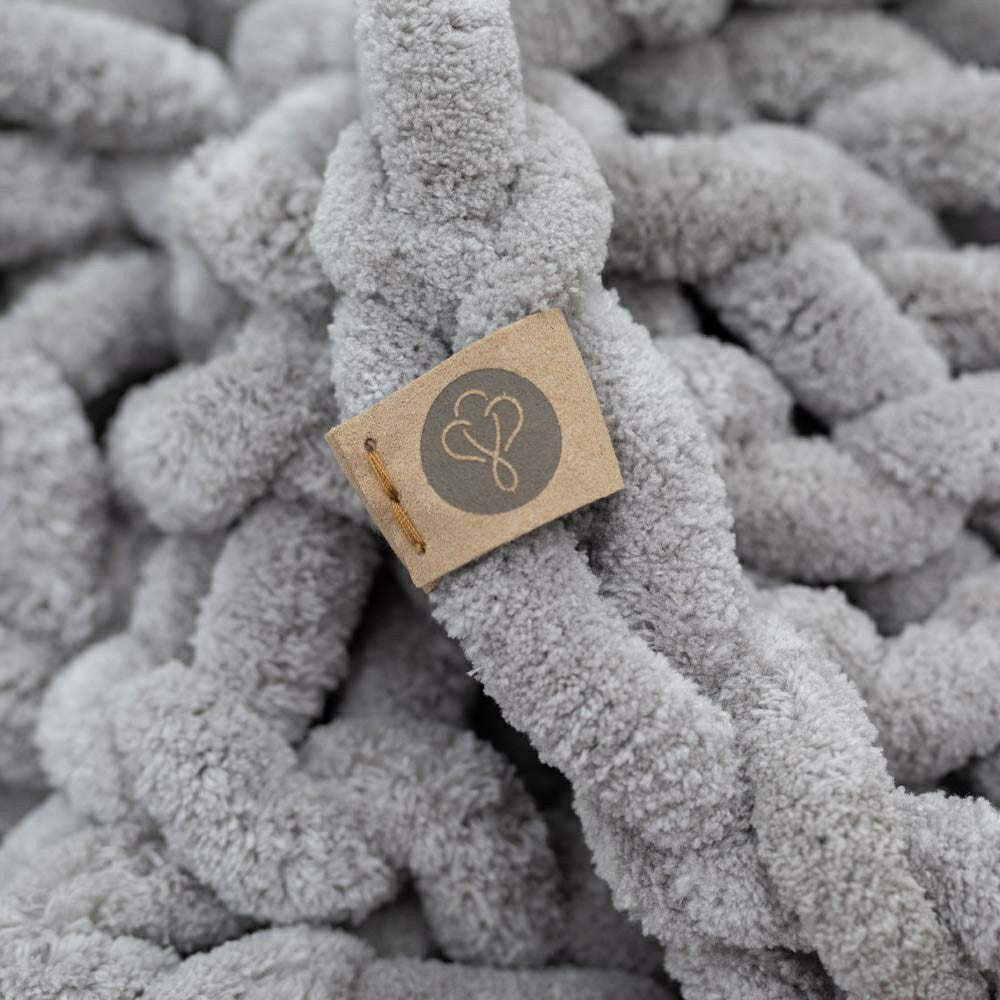 Infinite Chunky Knit Blanket, Minky, 43” x 70”, Mist | Plow & Hearth