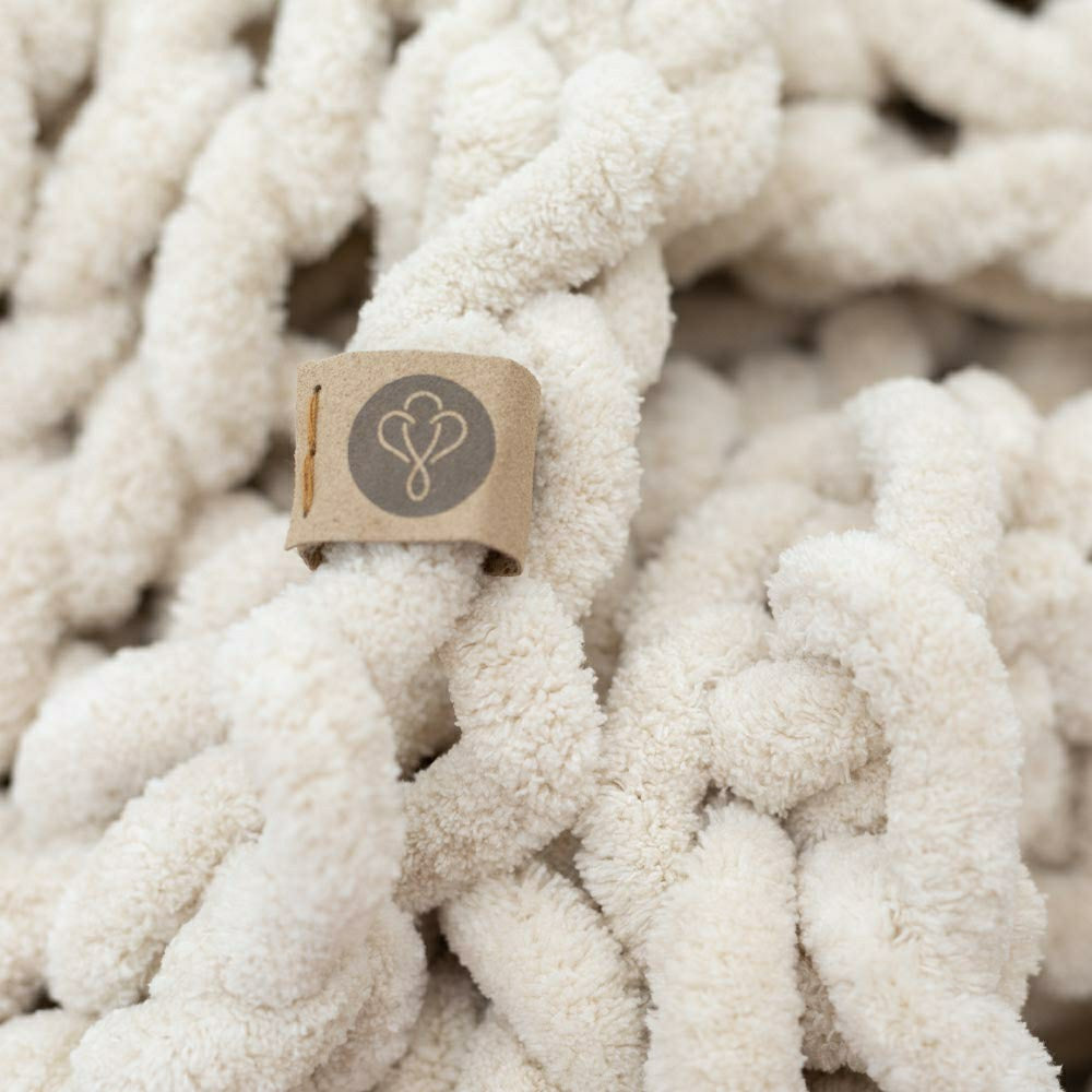 Infinite Chunky Knit Blanket, Minky, 43” x 70”, Sand | Plow & Hearth