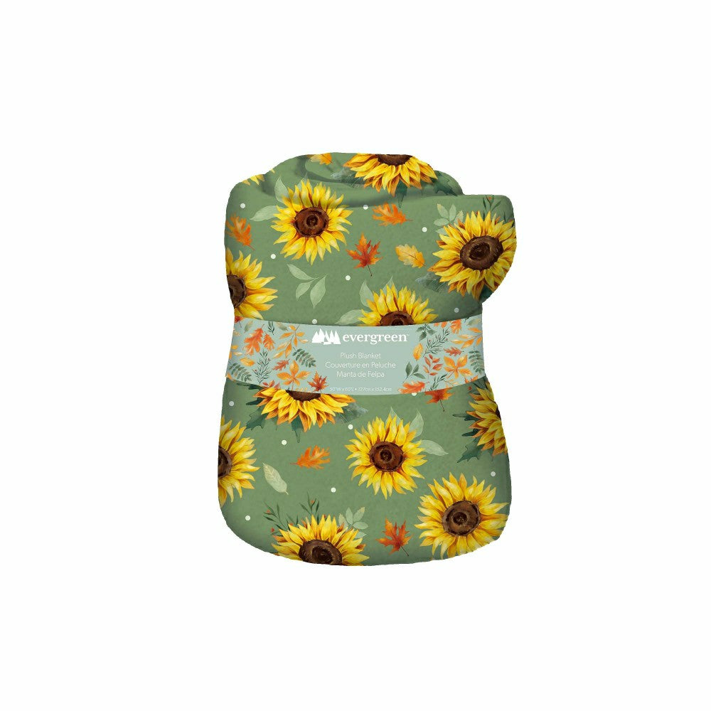 Harvest Blossom Sunflower Plush Blanket, 50" x 60" | Plow & Hearth