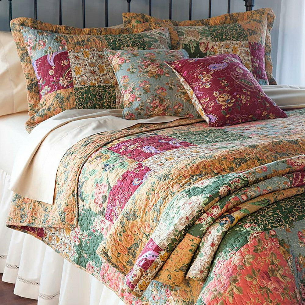 Cotton Floral Paisley Patchwork Quilted Throw | Plow & Hearth