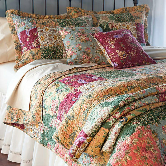 Cotton Floral Paisley Patchwork Quilted Throw | Plow & Hearth