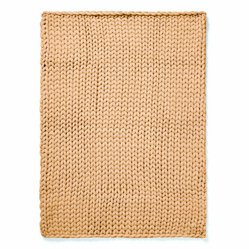 Chunky Knit Throw, Camel | Plow & Hearth