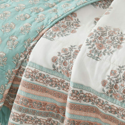 Sofia Flower Block Bouquet Reversible Cotton Throw Blanket | Plow & Hearth