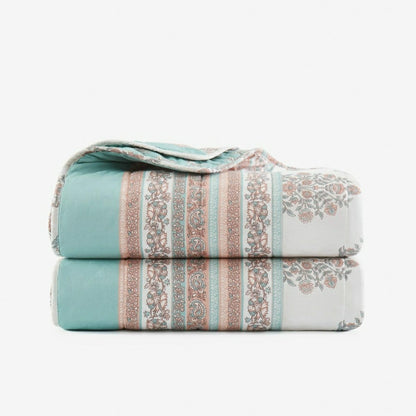 Sofia Flower Block Bouquet Reversible Cotton Throw Blanket | Plow & Hearth