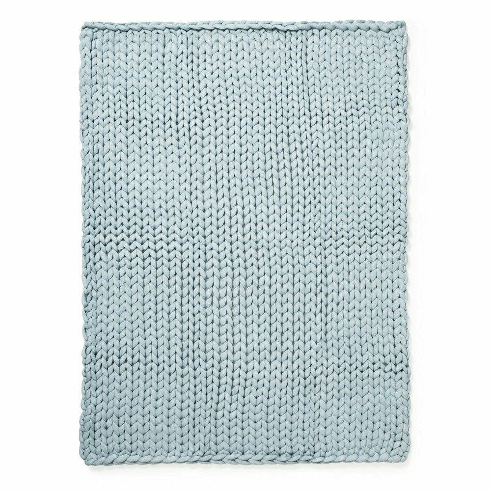 Chunky Knit Throw, Blue | Plow & Hearth