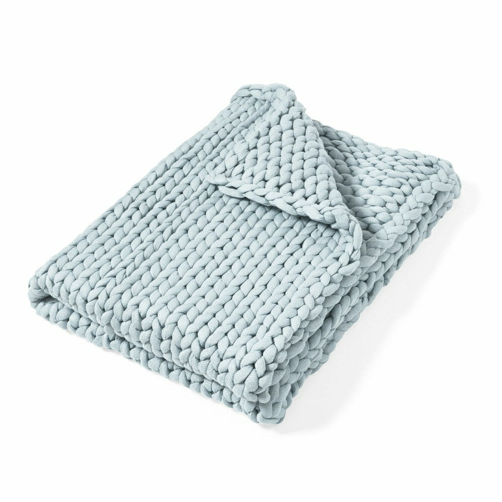 Chunky Knit Throw, Blue | Plow & Hearth