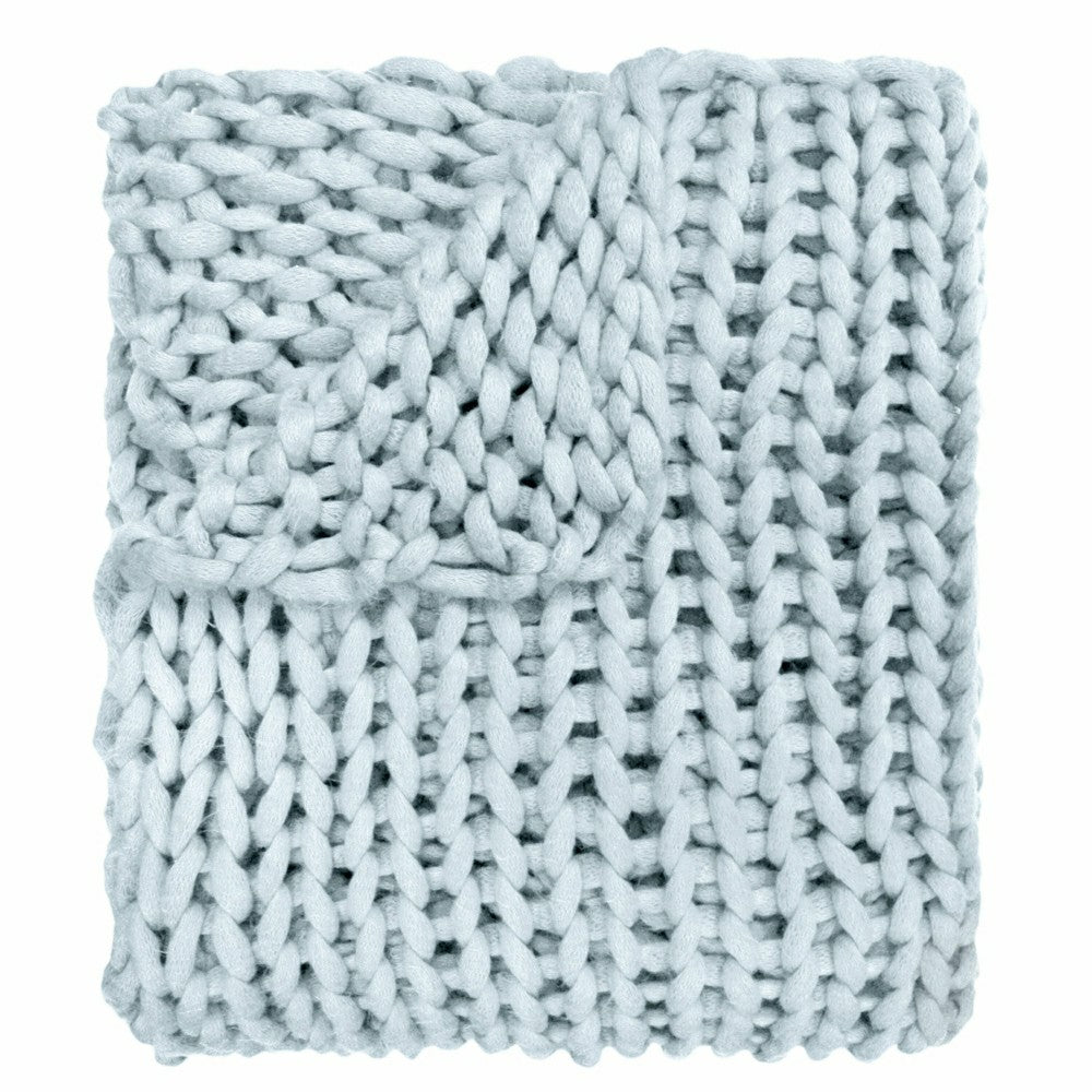 Chunky Knit Throw, Blue | Plow & Hearth