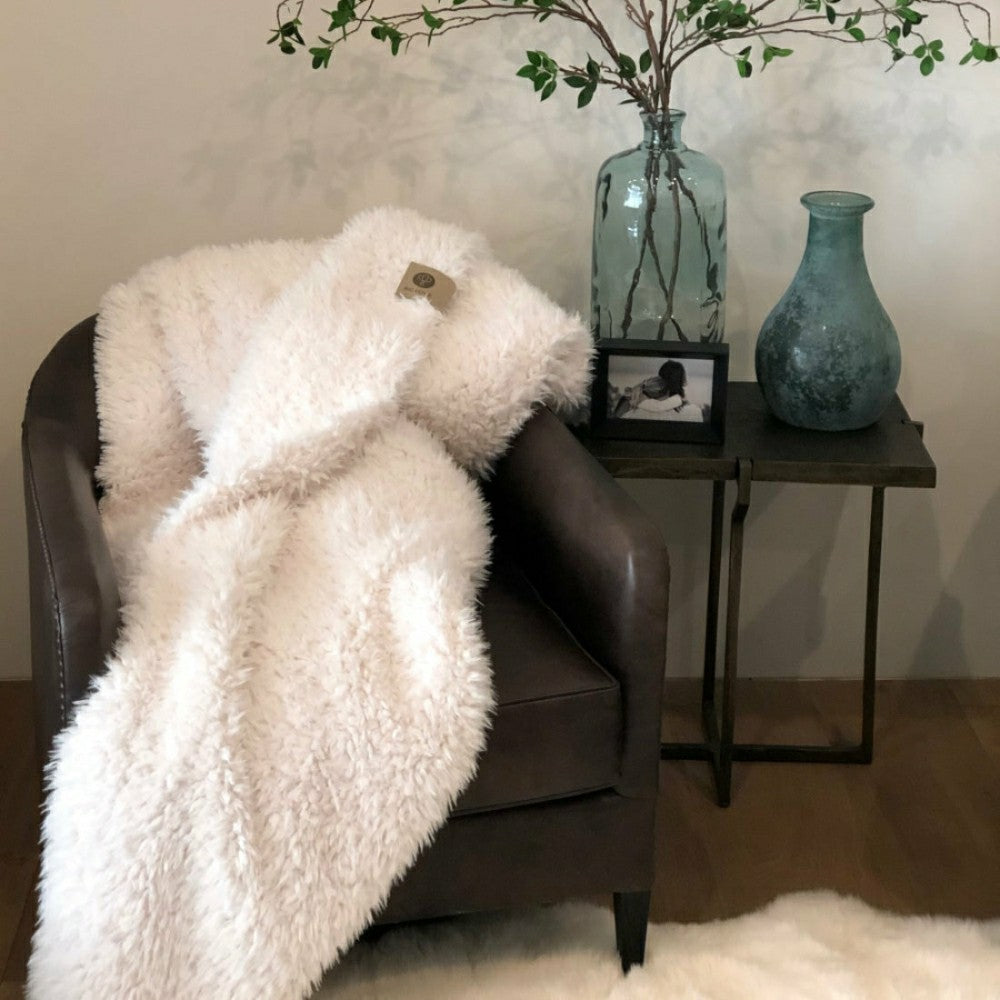 Angel Plush Blanket, 48” x 72”, Whisper White | Plow & Hearth