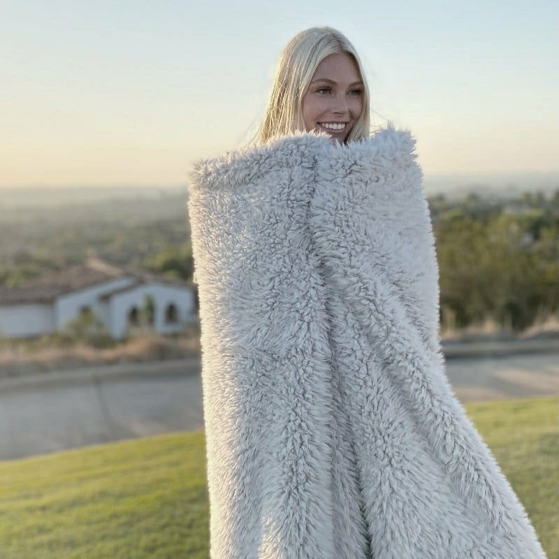 Angel Plush Blanket, 48” x 72”, Silver Cloud | Plow & Hearth