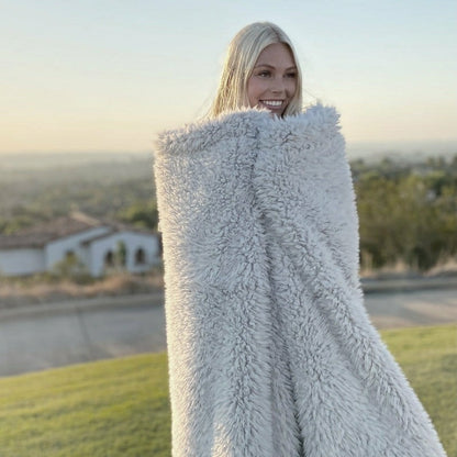 Angel Plush Blanket, 48” x 72”, Silver Cloud | Plow & Hearth