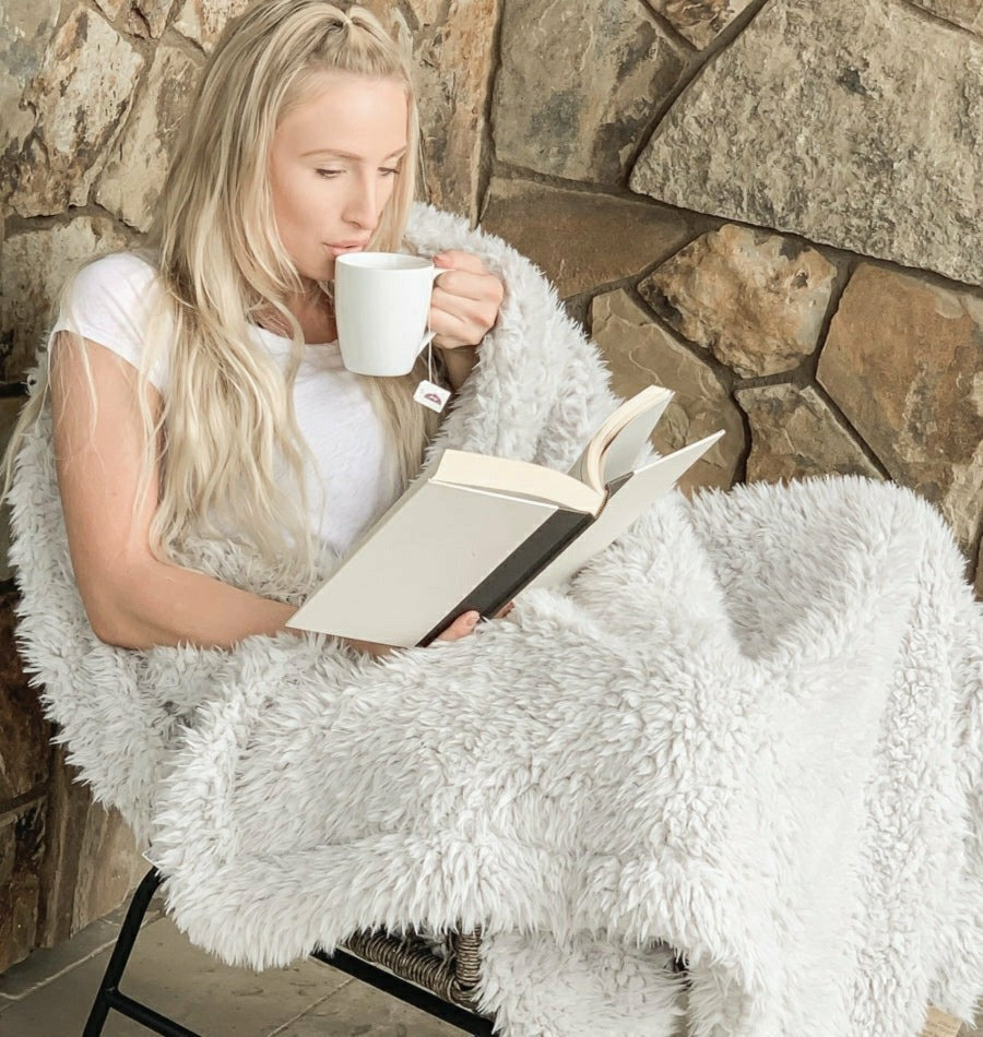 Angel Plush Blanket, 48” x 72”, Silver Cloud | Plow & Hearth