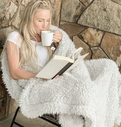 Angel Plush Blanket, 48” x 72”, Silver Cloud | Plow & Hearth