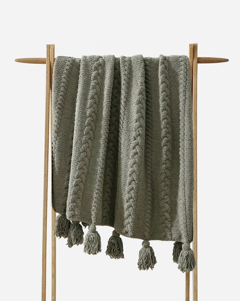 Braided Pom Pom Throw | Plow & Hearth